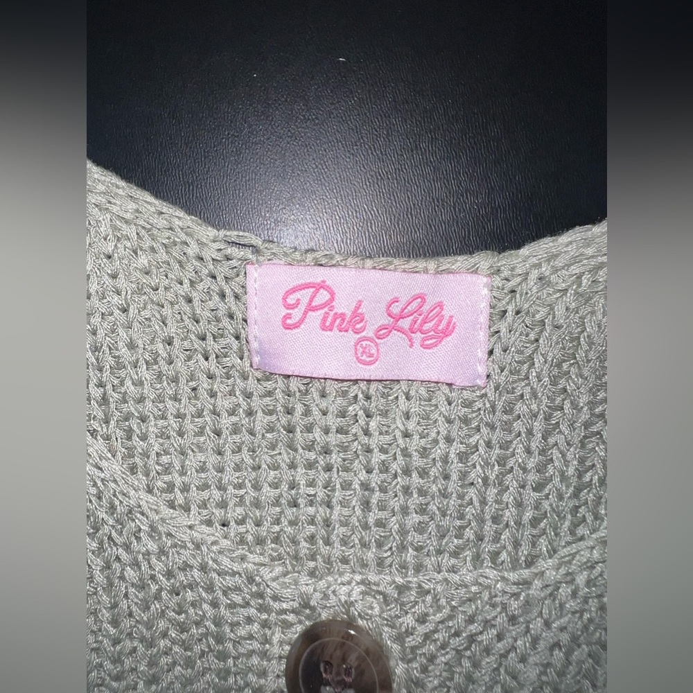 Pink Lily Green Knit Crop Top Size XL EUC - Picture 3 of 7